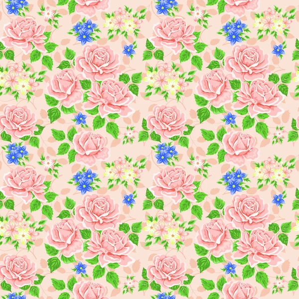 Seamless wallpaper pattern with roses. Vector — Stock Vector