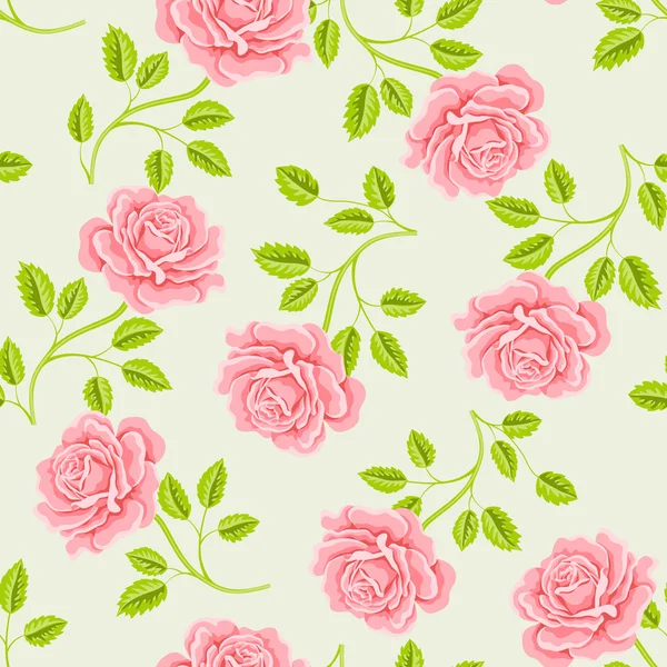 Seamless wallpaper pattern with roses — Stock Vector