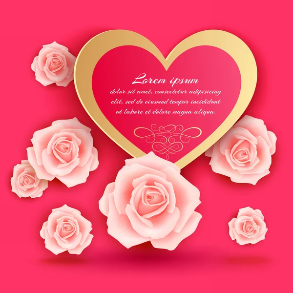 Carte Saint Valentin avec de belles roses — Image vectorielle