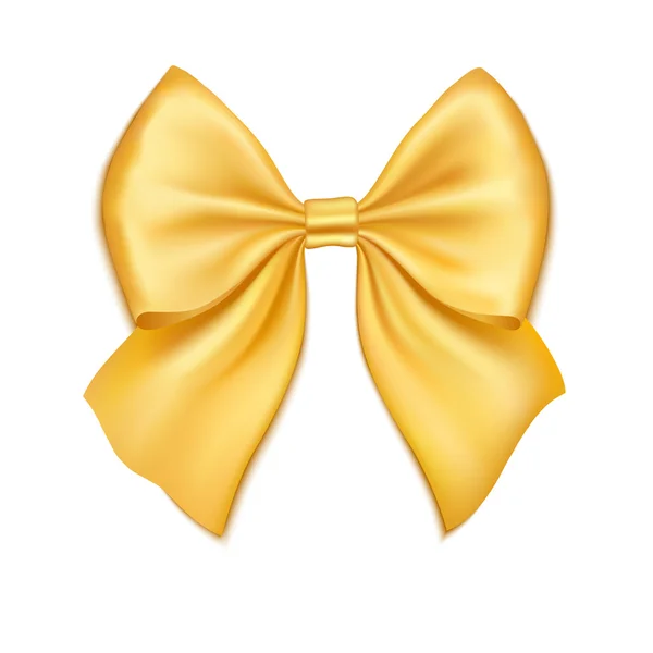 Realistic golden bow isolated on white background. — Stock Vector