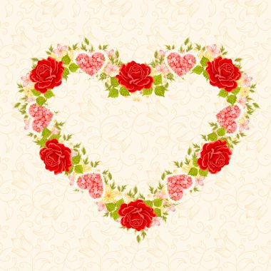 Kalp şeklinde çerçeve çiçek. Tasarım öğesi.