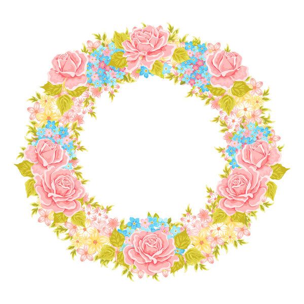 Vector flower wreath. Floral Frame.