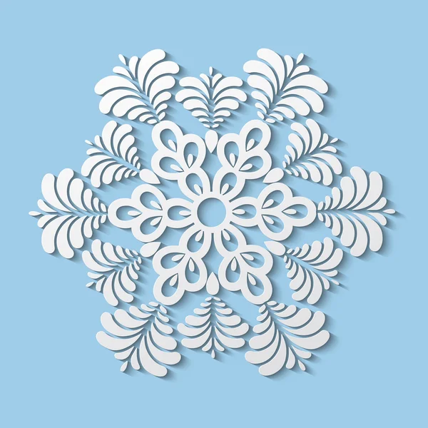 Бумажная снежинка, зимнее оформление . — стоковый вектор