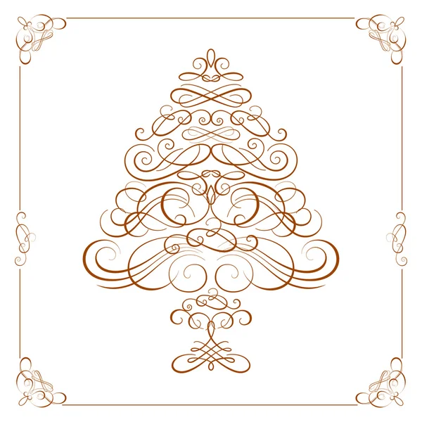 Calligraphie Arbre de Noël. Vecteur — Image vectorielle