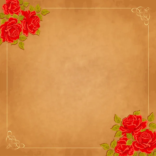 Fond vintage avec des roses. Carte de vœux vectorielle, modèle d'invitation — Image vectorielle