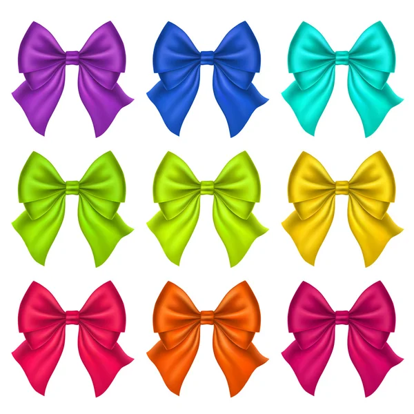 Set of Silk Bow. Vector Illustration. — Stock Vector