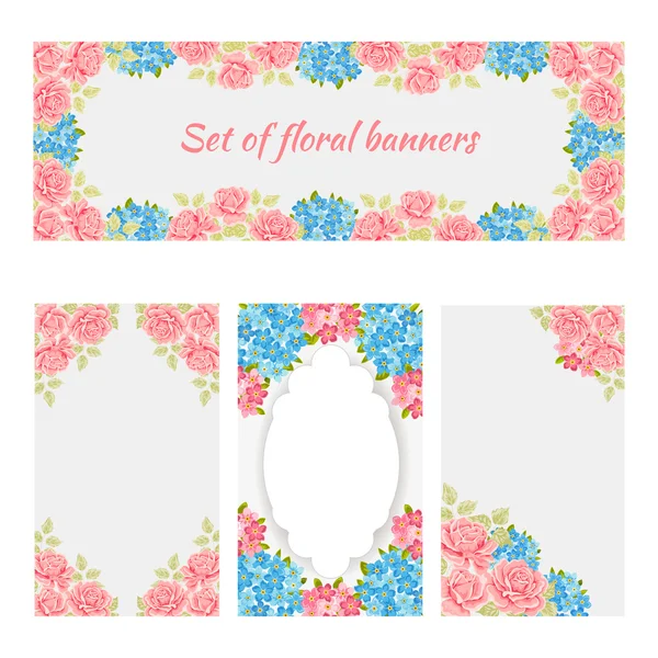 Étiquettes romantiques avec fleur, bannière florale — Image vectorielle