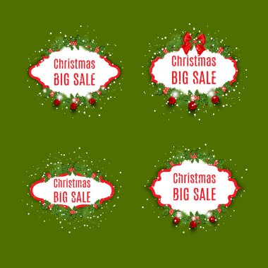 Vektör satış etiket kümesi. Noel satış. Yeni yıl satış