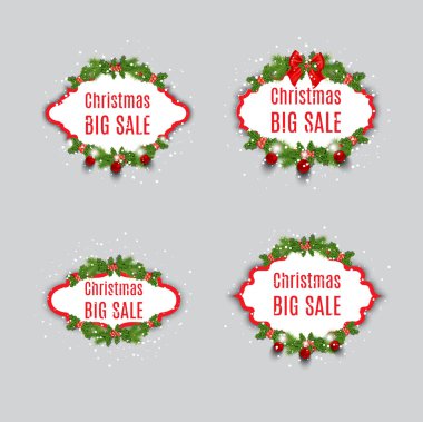 Vektör satış etiket kümesi. Noel satış. Yeni yıl satış