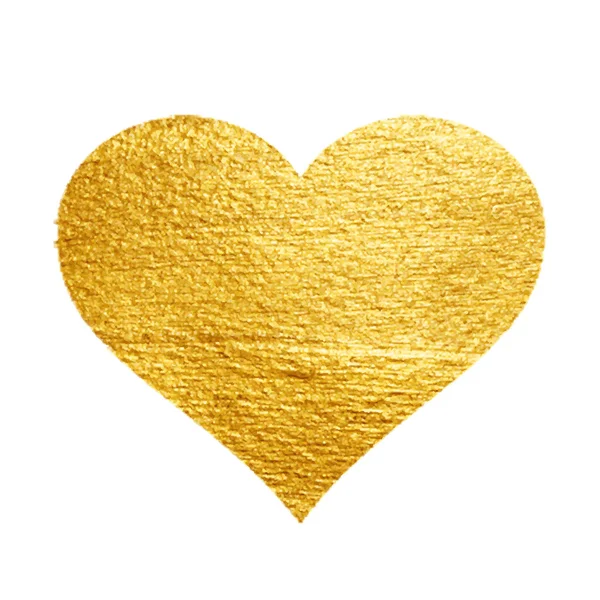 Heart love gold watercolor texture paint fleck. Goldenes Gestaltungselement. — Stockvektor