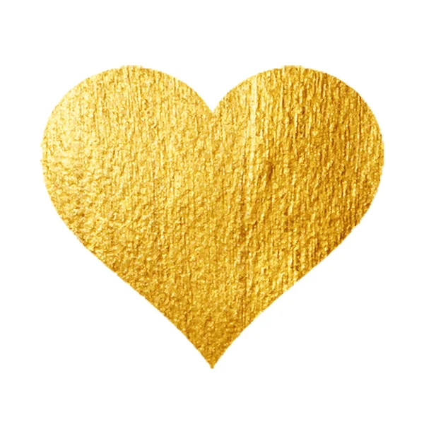 Heart love gold watercolor texture paint fleck. Goldenes Gestaltungselement. — Stockvektor