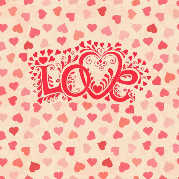 Love hand lettering. Valentines day card. — Stock Vector