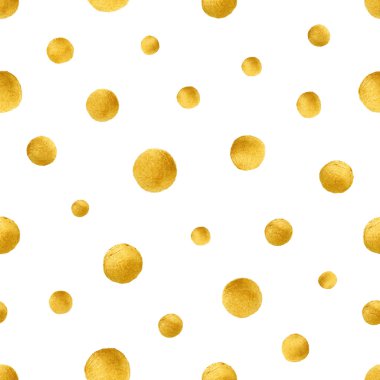 El ile Seamless Modeli altın daireler çizdim. Altın polka noktalı desene