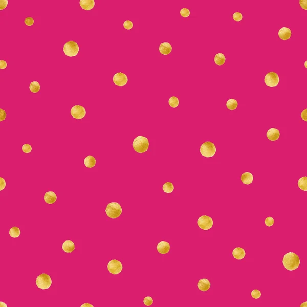 Naadloze patroon met de hand geschilderd gouden cirkels. Gouden polka dot patroon — Stockvector