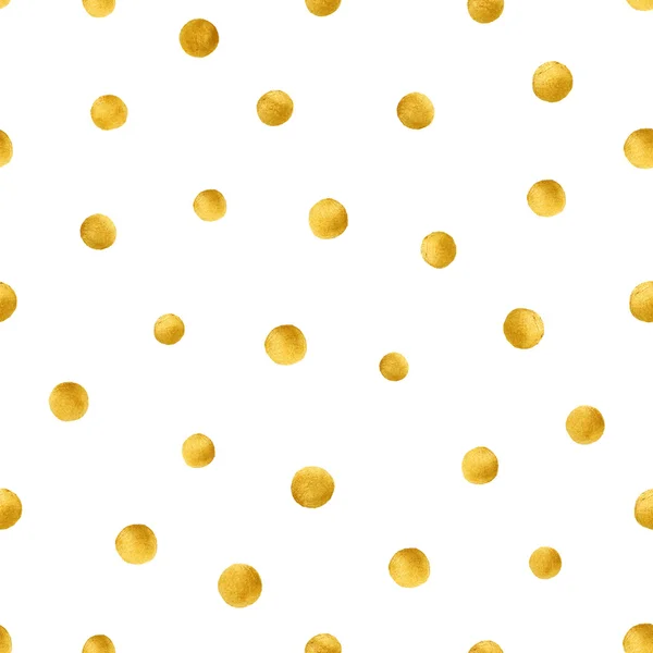 Бесшовный узор с раскрашенными вручную золотыми кругами. Золотая горошек — стоковый вектор