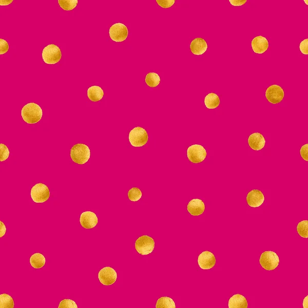 Naadloze patroon met de hand geschilderd gouden cirkels. Gouden polka dot patroon — Stockvector