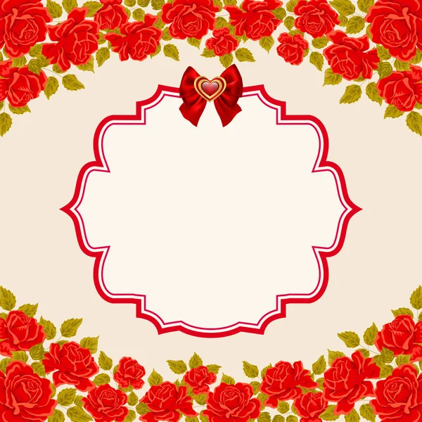 Vintage background with roses. Valentines day greeting card template — Stock Vector