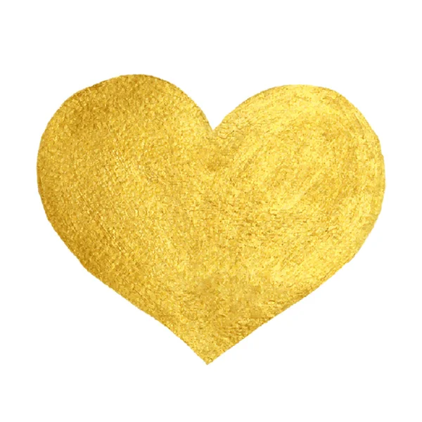 Serce miłość złota akwarela tekstury malowania plama. Element projektu złoty. — Wektor stockowy