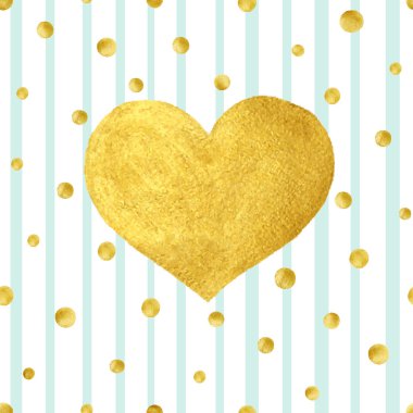 Kalp aşk altın suluboya doku boya lekesi. Vektör tebrik kartı