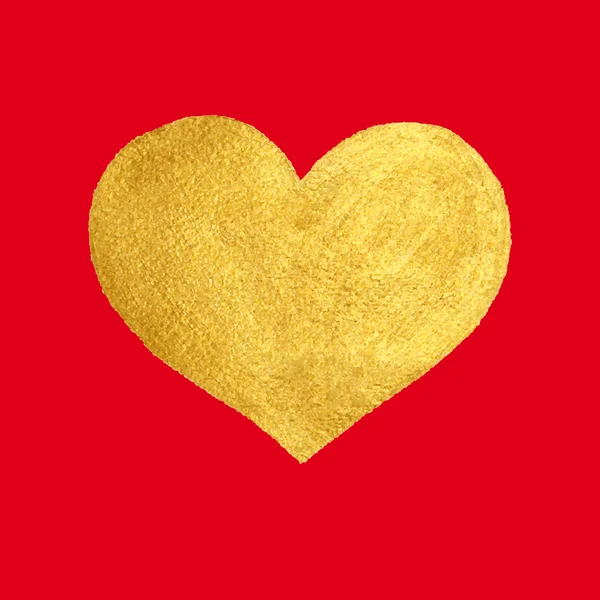 Serce miłość złota akwarela tekstury malowania plama. Element projektu złoty. — Wektor stockowy