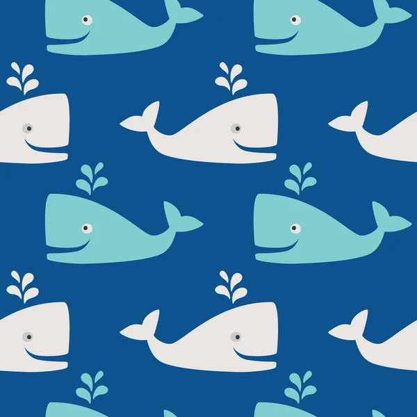 Whale seamless pattern — Stock Vector