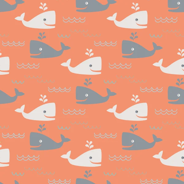 Walvis naadloze patroon — Stockvector