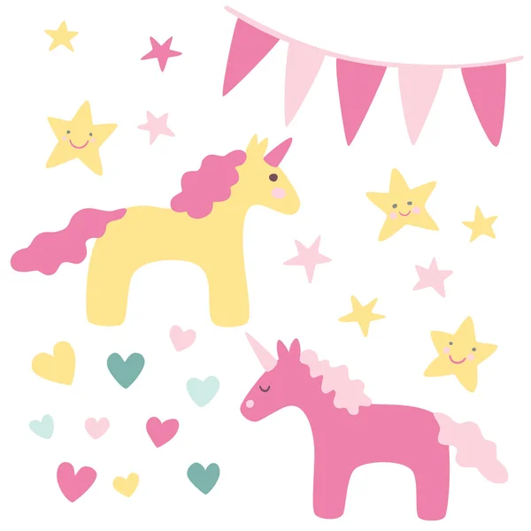 Cute unicorns clip art — Stock Vector