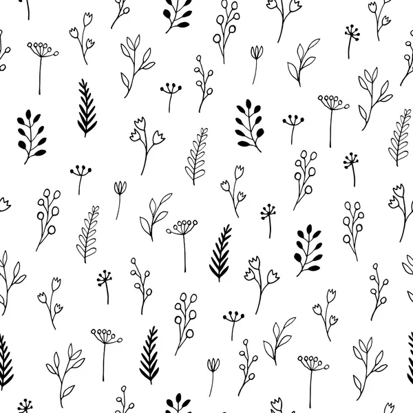 Fleurs de gribouillis d'encre - motif sans couture — Image vectorielle