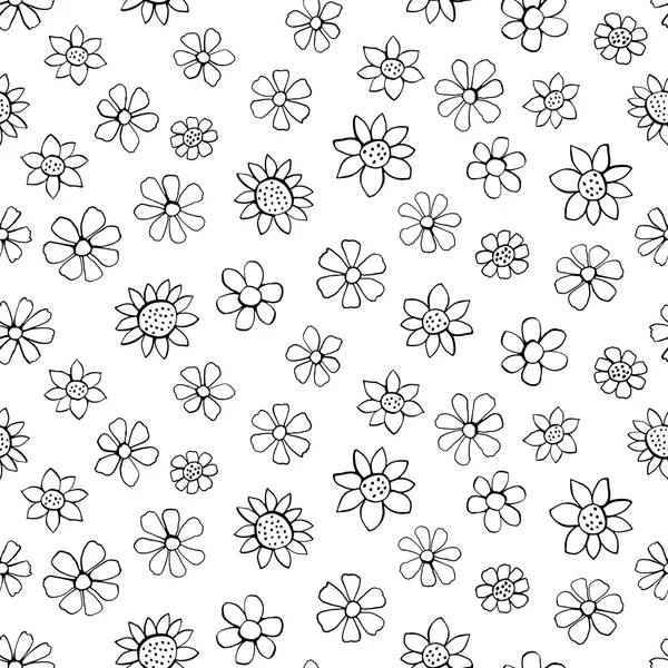 Fleurs de gribouillis d'encre - motif sans couture — Image vectorielle
