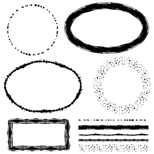 Vector ink brushes and frames — Stock Vector