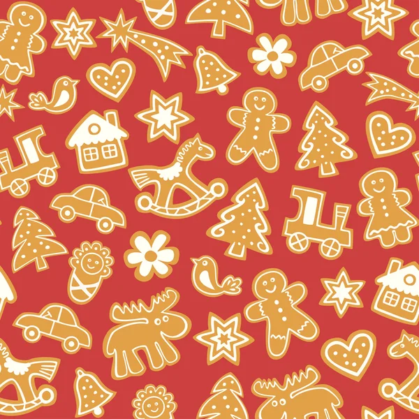 Christmas gingerbread cookies - seamless pattern — Stock Vector