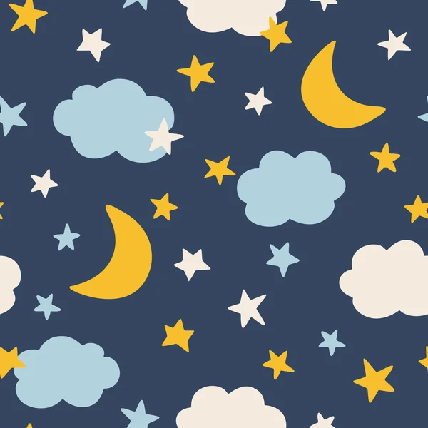 Moon and stars pattern — Stock Vector