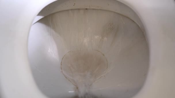 Gamla Smutsiga Toalett Skål Och Vatten Avlopp Hygien Och Renhetskoncept — Stockvideo