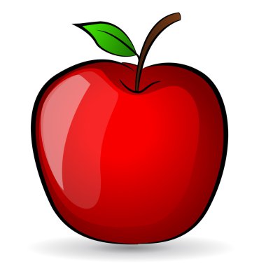 Kırmızı elma çizim çizimi