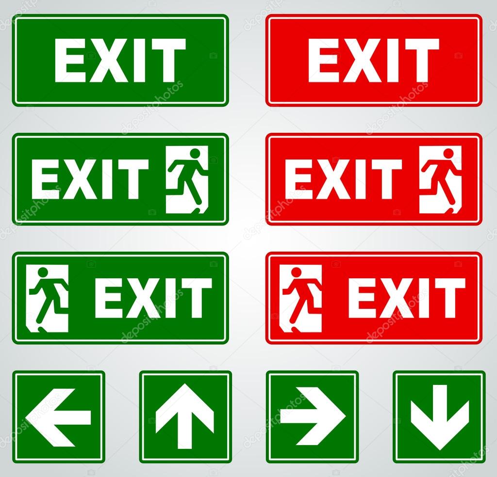 Illustration of exit signs
