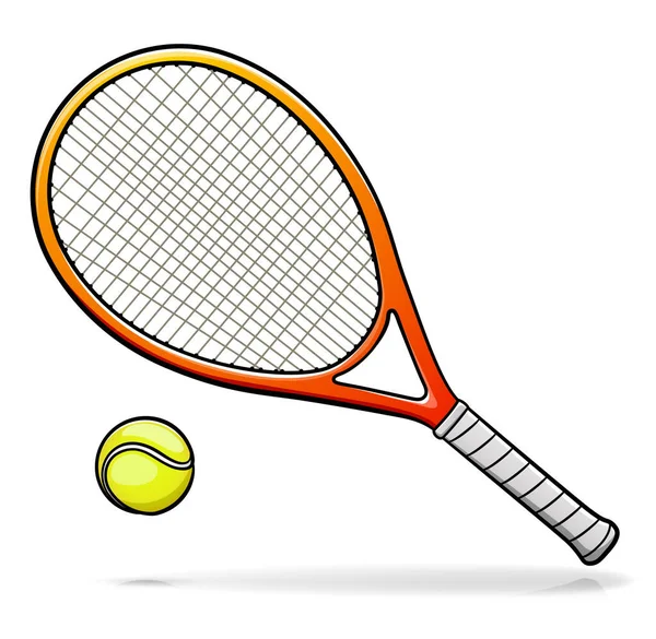 Illustration Vectorielle Raquette Tennis Isolée Dessin Animé — Image vectorielle