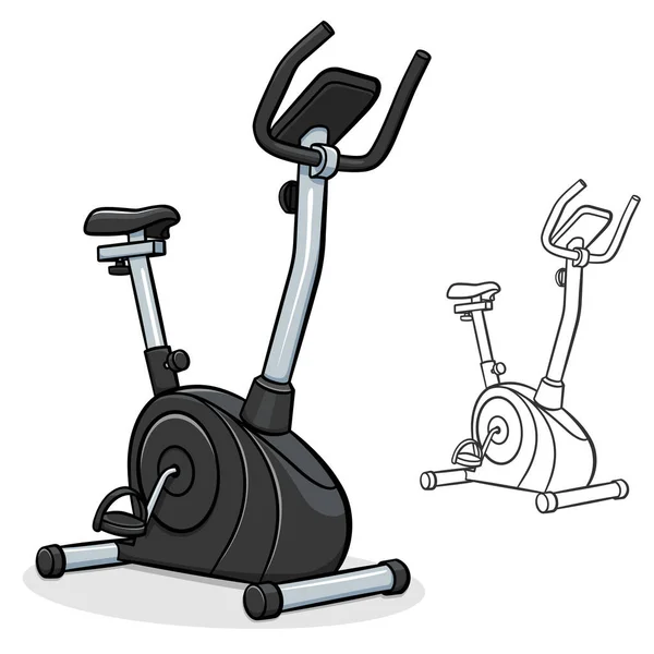 Vector Illustration Exercise Bike Isolated Cartoon — Stock Vector