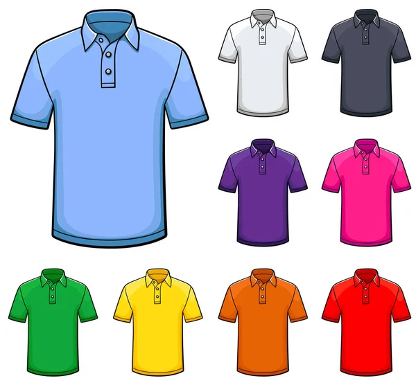 Ilustração Vetorial Camisa Pólo Várias Cores — Vetor de Stock