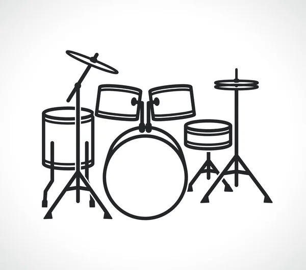 Drum Set Icon Isolated Vector Line Design — Stock Vector