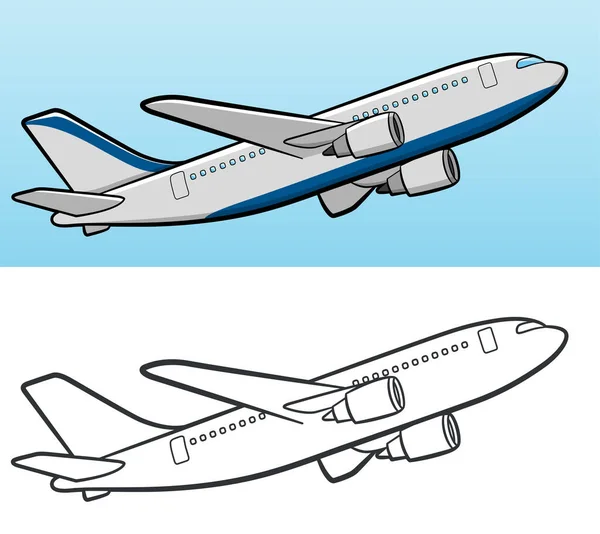 Flugzeug Fliegt Den Himmel Vektor Illustration — Stockvektor