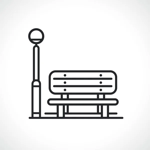 Public Park Bench Line Icon Isolated Design — Stock Vector