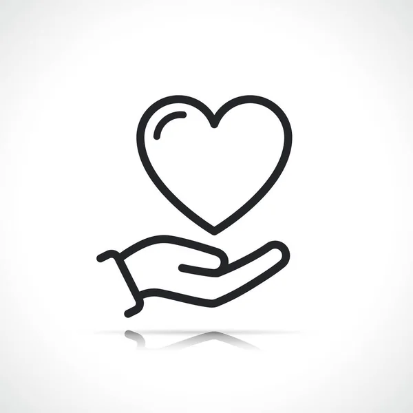 Δωρεά Χέρι Και Την Καρδιά Εικονίδιο Απομονωμένο Σχεδιασμό — Διανυσματικό Αρχείο