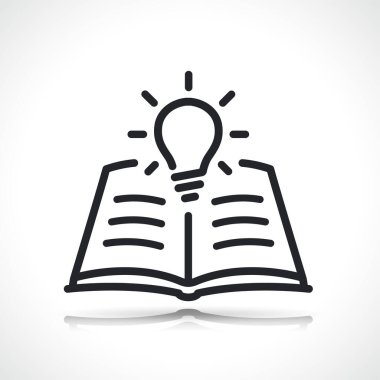 kitap ve ampul hattı simgesi izole edilmiş tasarım