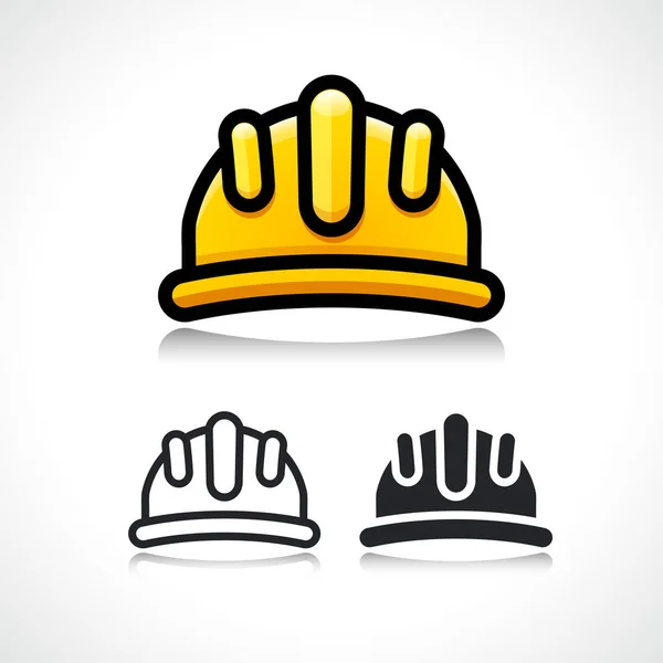 Safety Construction Helmet Cartoon Thin Line Icon —  Vetores de Stock