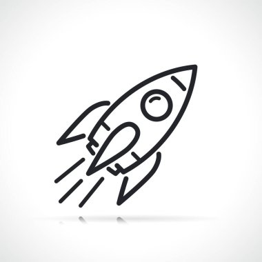 uzay roketi ince çizgi simgesi izole tasarımı