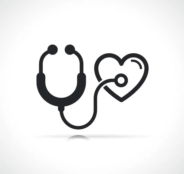 Stethoscope Heart Black Icon Isolated Design — Stock Vector