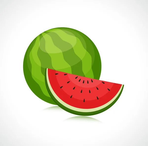 Wassermelone Scheibe Flaches Design Isolierte Vektorbild — Stockvektor