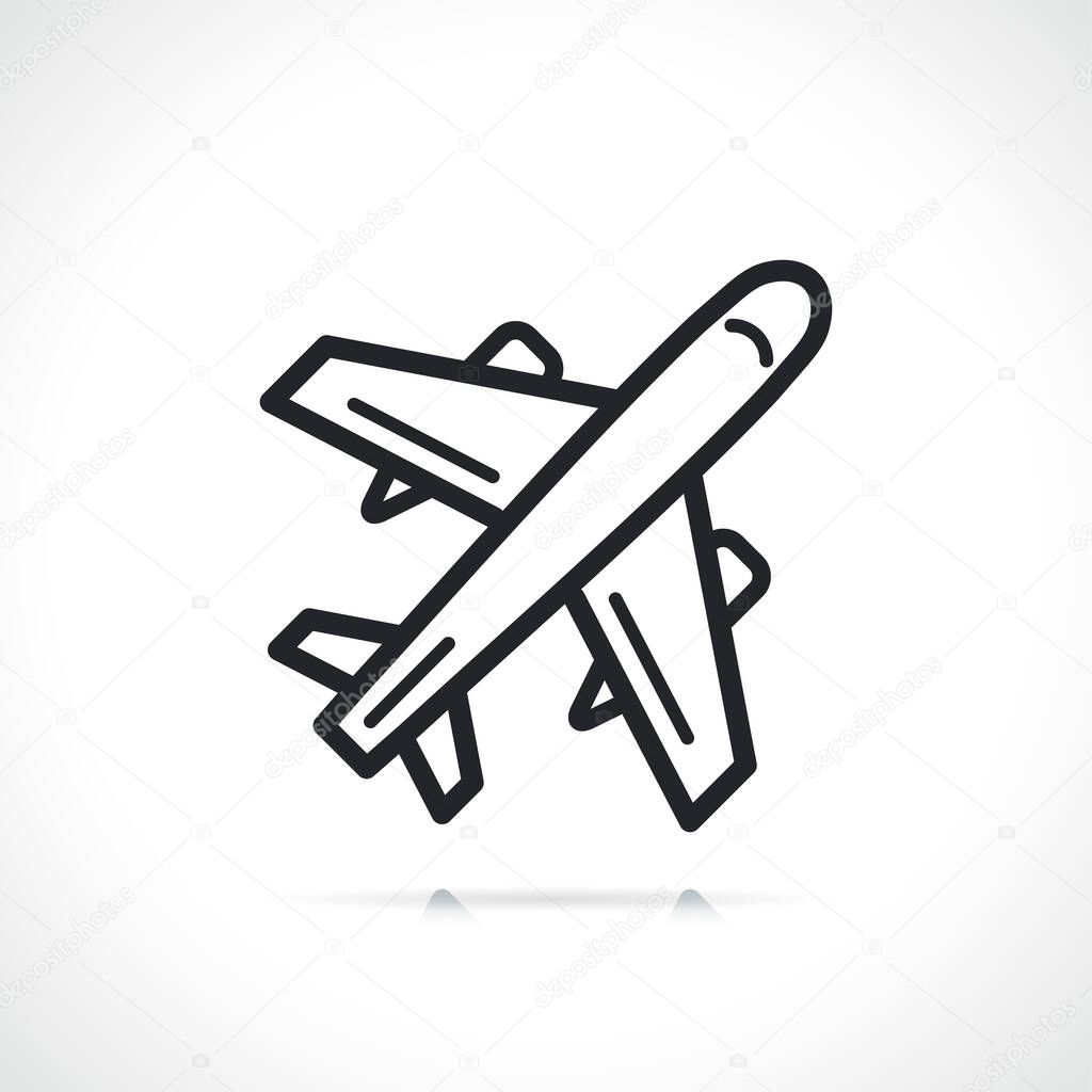 plane or airplane thin line icon isolated