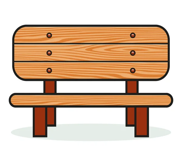 Wooden Public Park Bench Illustration Isolated Design — Stock Vector