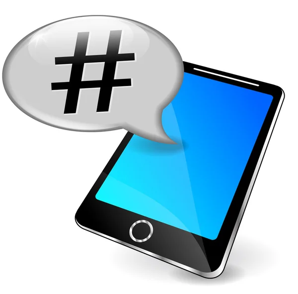 Téléphone vectoriel avec hashtag — Image vectorielle